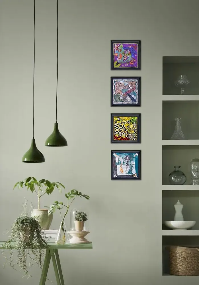 Autres décorations murales - Ensemble de 4 foulards en soie encadrés blancs Italy Travel - UN POCO