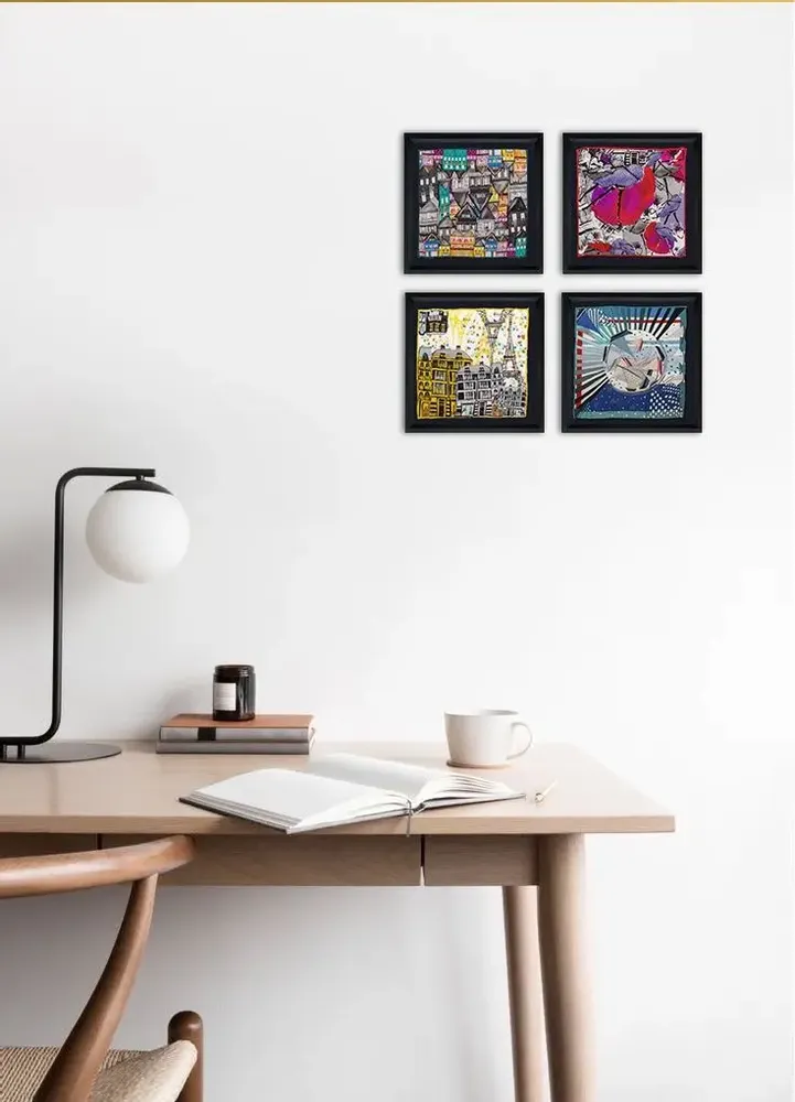 Tableaux - Écharpes en soie encadrées Allusions à la France - UN POCO