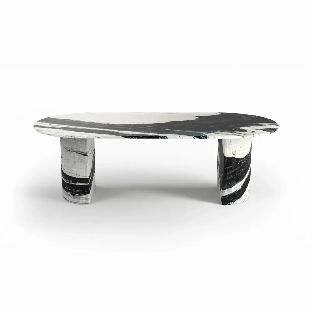 Tables Salle à Manger - Refleko - Tables à manger - Marbre Panda - 240X110X75 cm - STONE VALLEY