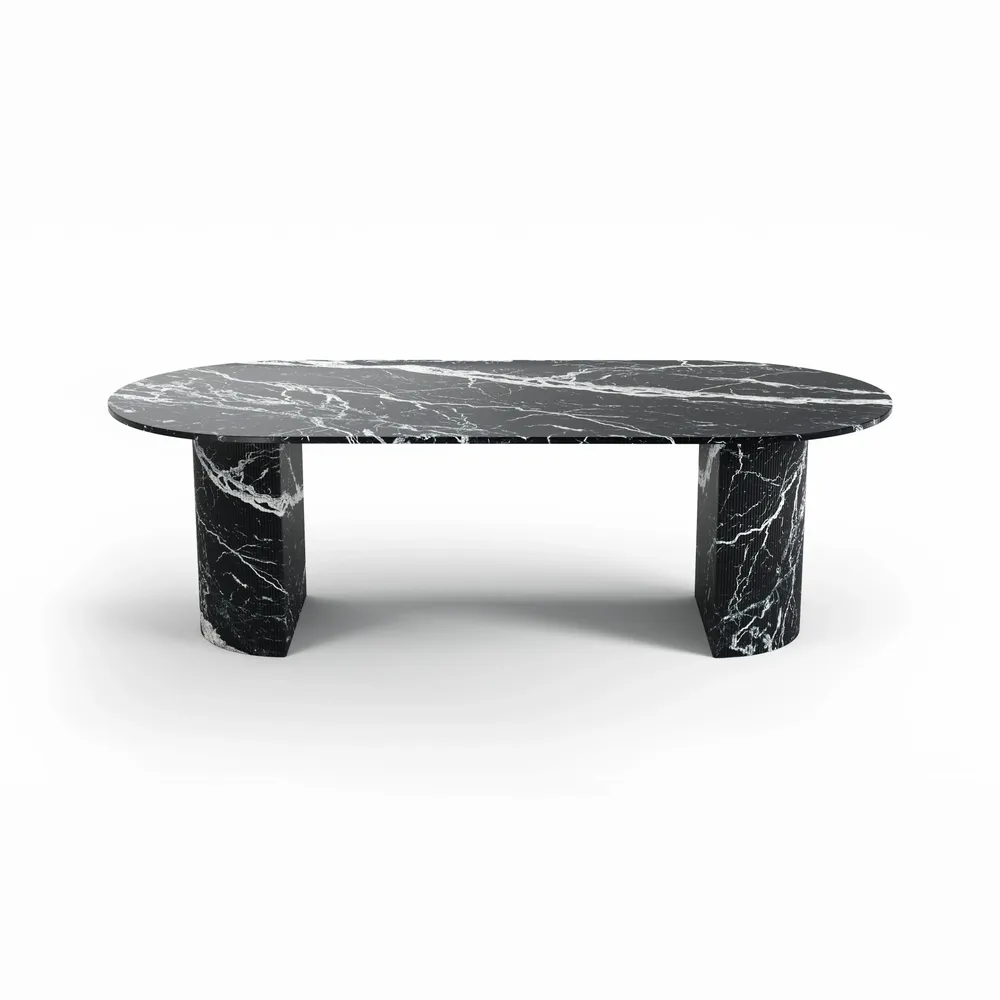 Tables Salle à Manger - Refleko - Tables à manger - Marbre Nero Maquina - 240X110X75 cm - STONE VALLEY