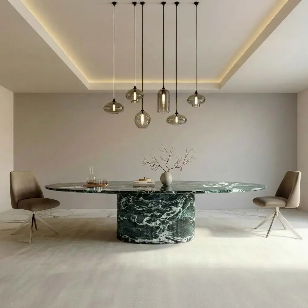 Dining Tables - Valleyra - Dining Tables - Verde Alpi Marble - 200X100X75 cm - STONE VALLEY