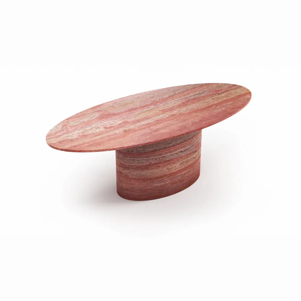 Dining Tables - Valleyra - Dining Tables - Red Travertine - 180X100X75 cm - STONE VALLEY