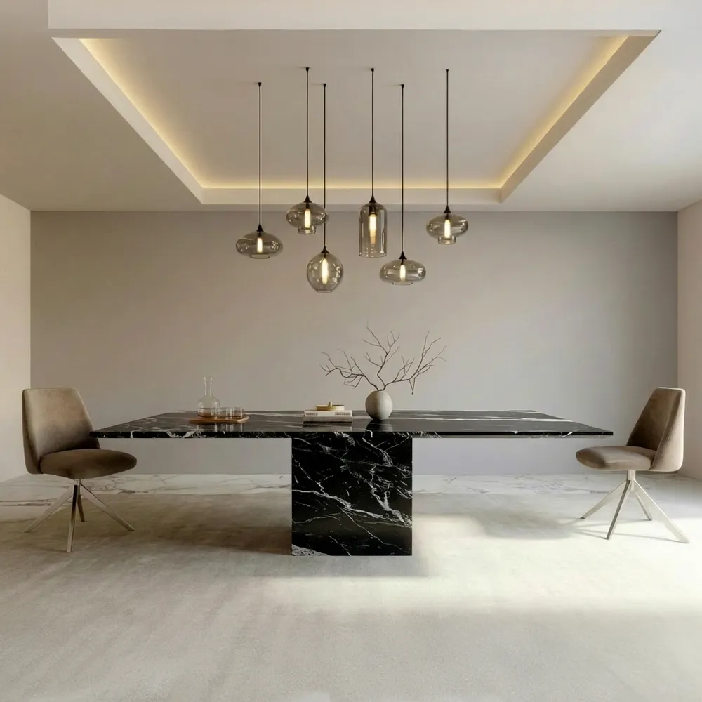 Tables Salle à Manger - Carrera - Tables à manger - Marbre Nero Maquina - 100X100X75 cm - STONE VALLEY