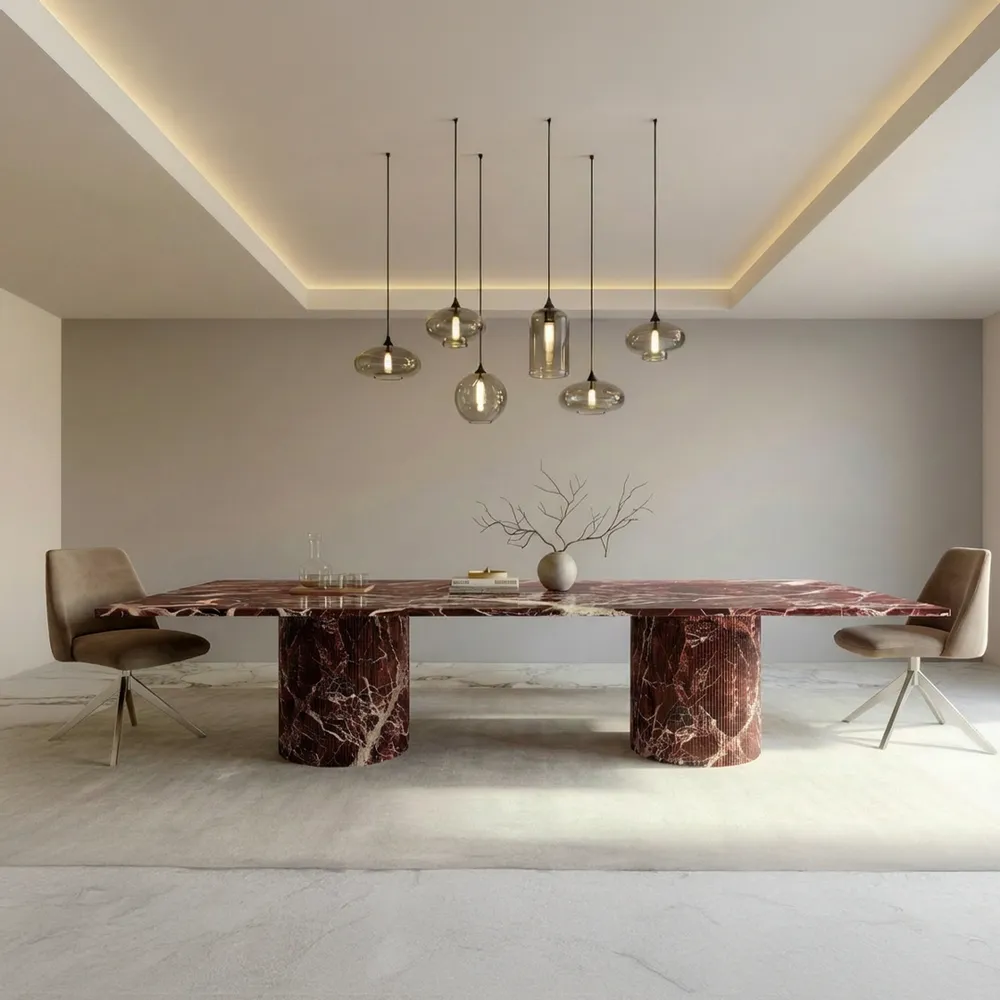 Lawn tables - Jaspura - Dining tables - Rosso Levano marble - 160X90X75 cm - STONE VALLEY