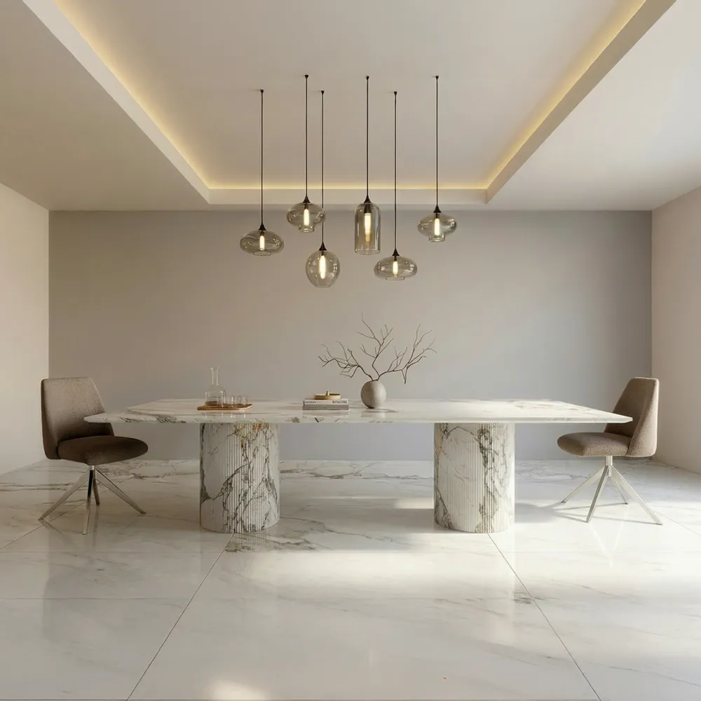 Tables Salle à Manger - Jaspura - Tables à manger - Marbre Calacatta Oro - 180X90X75 cm - STONE VALLEY