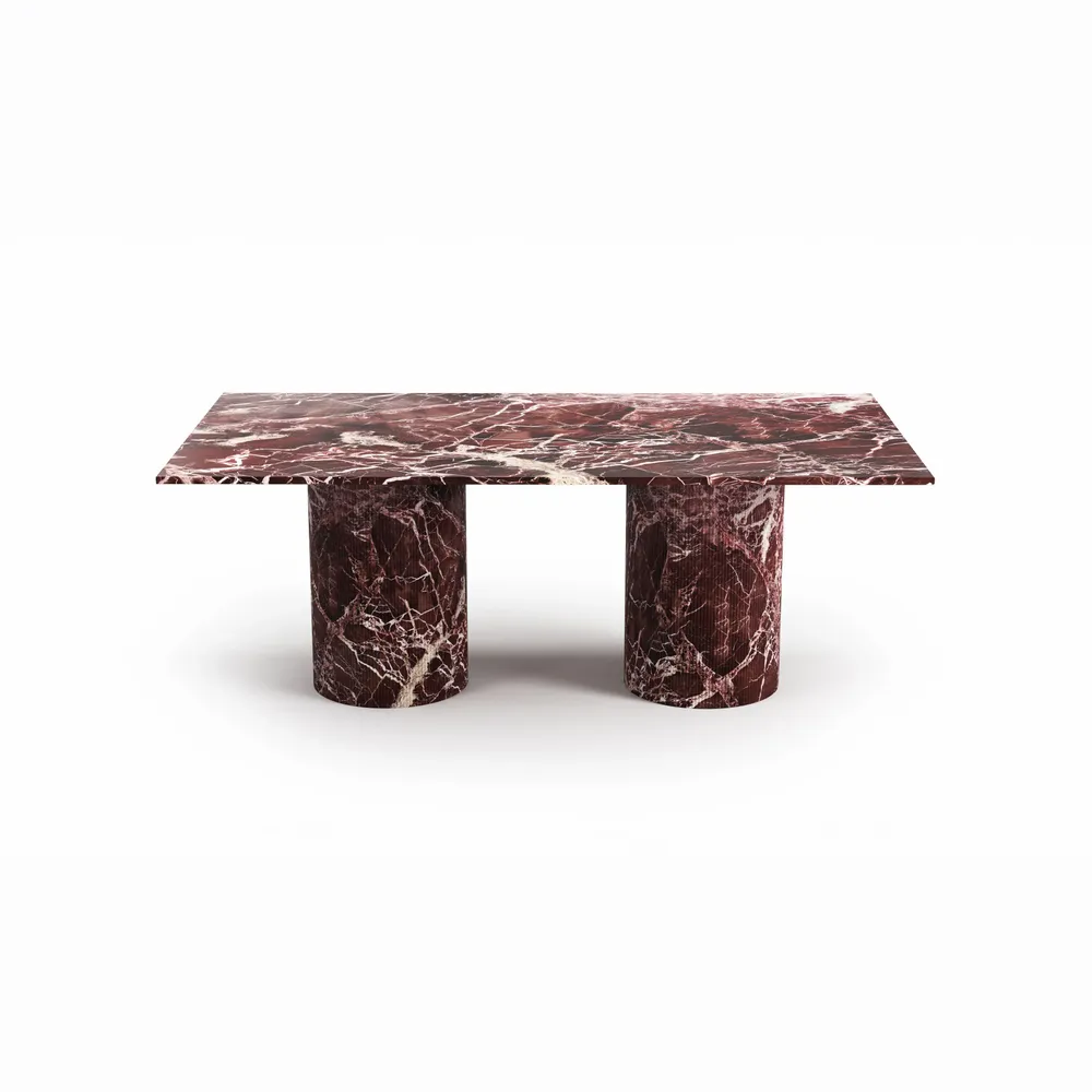 Tables de jardin - Jaspura - Tables à manger - Marbre Rosso Levano - 220X110X75 cm - STONE VALLEY