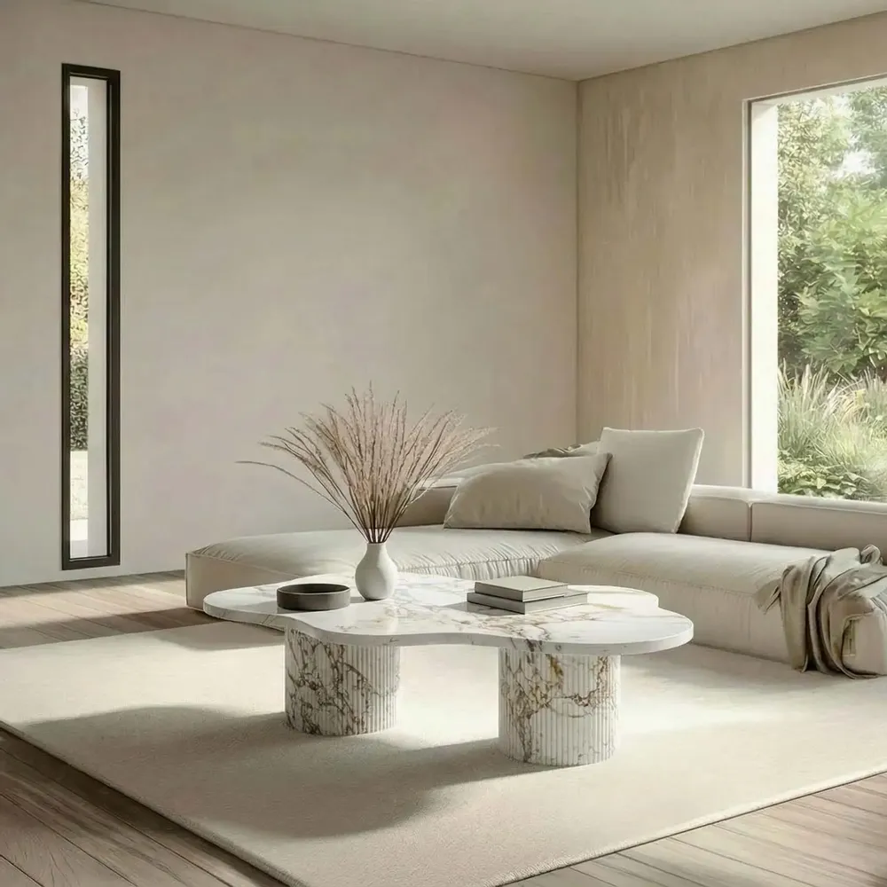 Tables de jardin - Nunoca - Tables basses - Marbre Calacatta Oro - 110X70X40 cm - STONE VALLEY