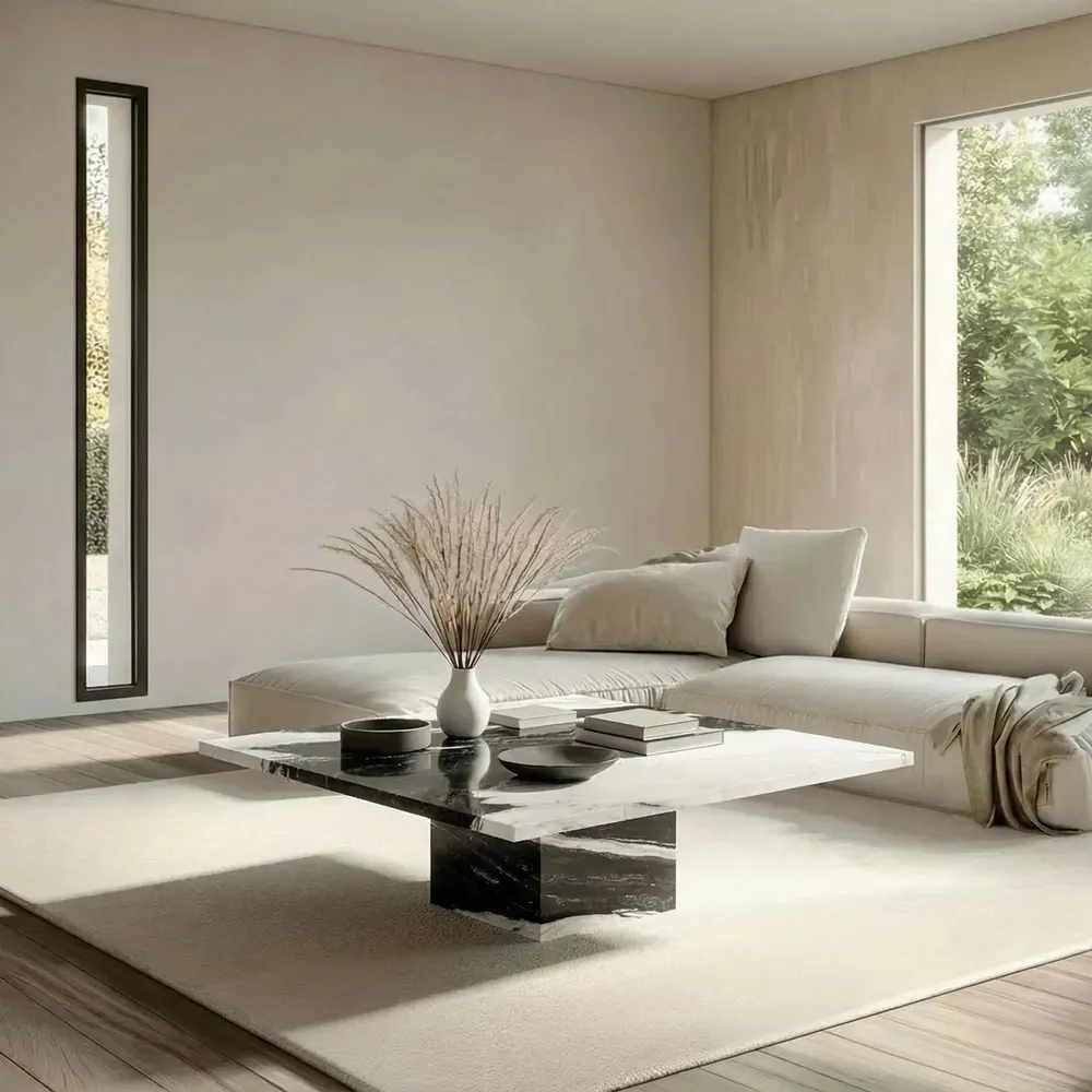 Coffee tables - Carrera - Coffee Tables - Panda Marble - 90X90X40 cm - STONE VALLEY