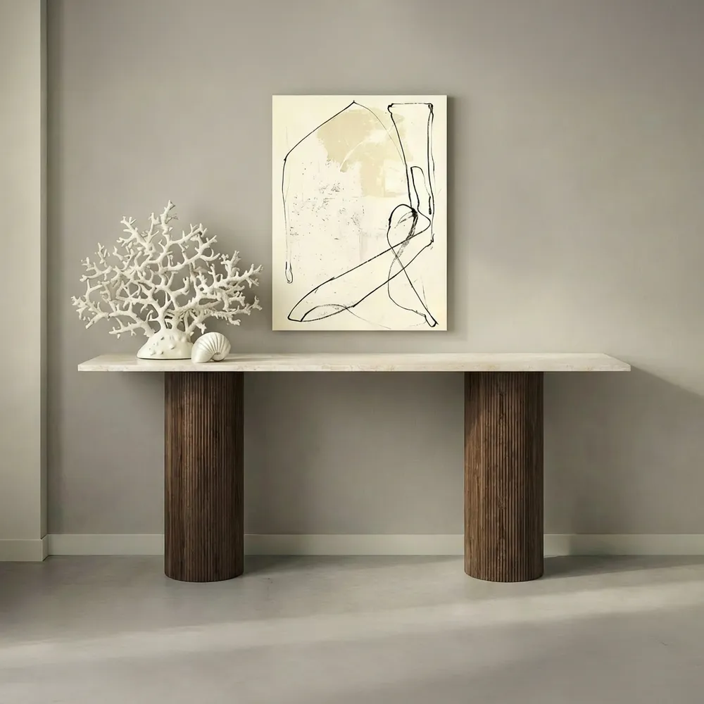 Console table - Ombrure - Console Table - Crema Marble - 160X40X85 cm - STONE VALLEY