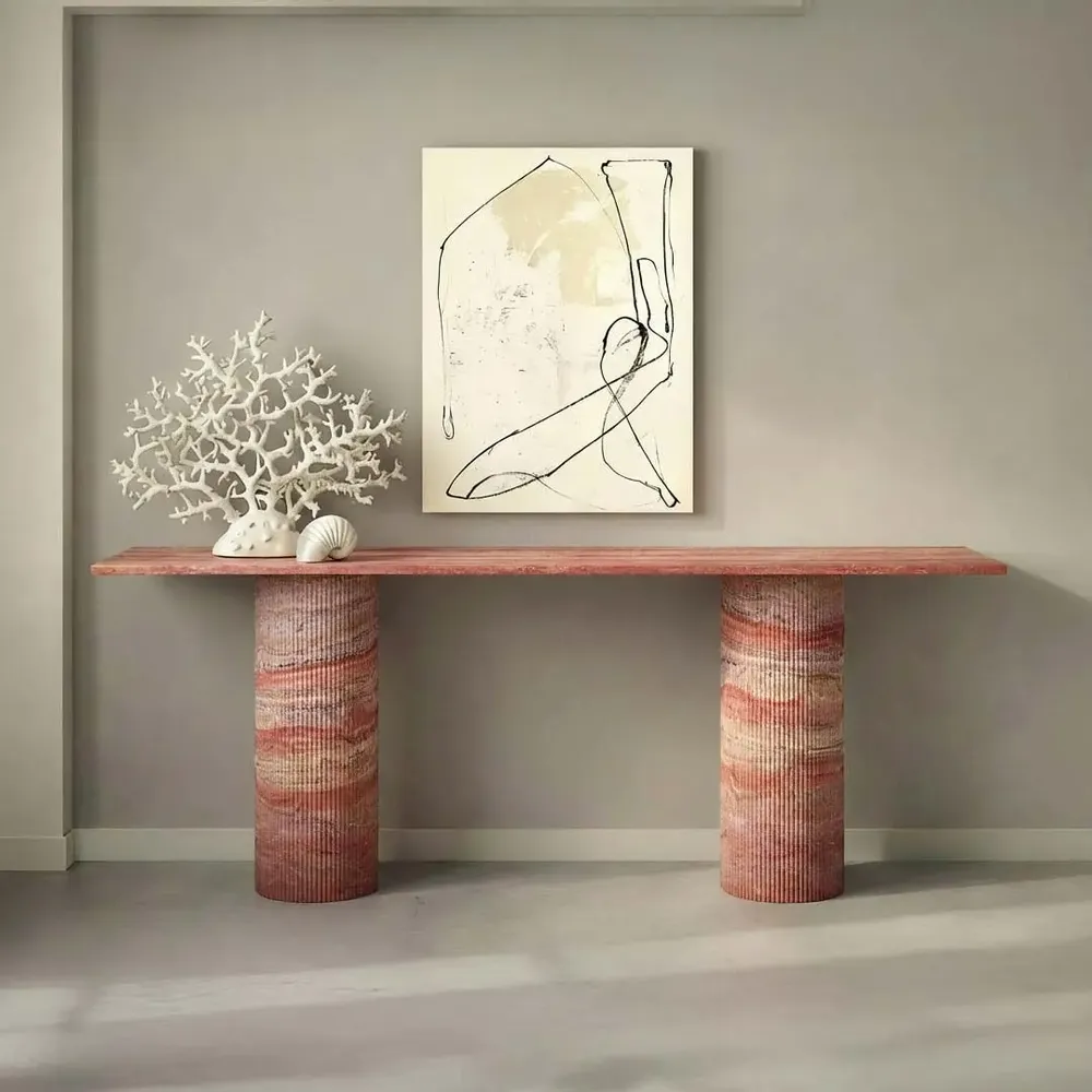Consoles - Ombrure - Table console - Travertin Rouge - 180X40X85 cm - STONE VALLEY