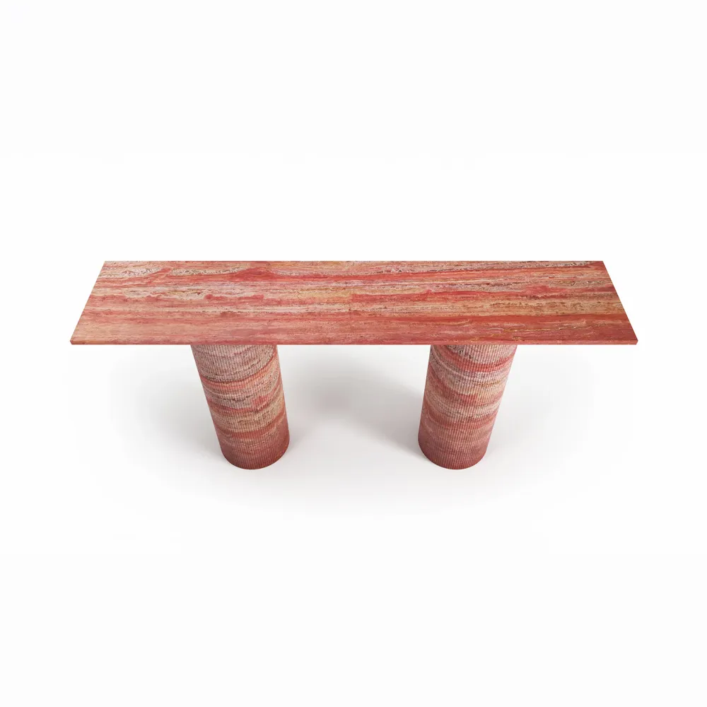 Consoles - Ombrure - Table console - Travertin Rouge - 180X40X85 cm - STONE VALLEY