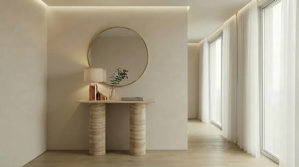 Console table - Mini Shade - Console Table - Classic Travertine - 100X30X85 cm - STONE VALLEY