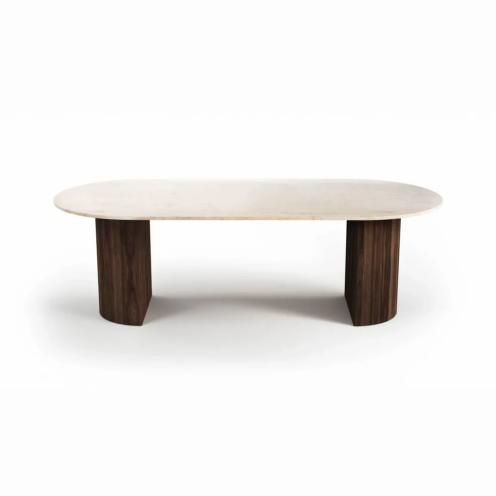 Tables Salle à Manger - Refleko - Tables à manger - Marbre Crema - 200X100X75 cm - STONE VALLEY