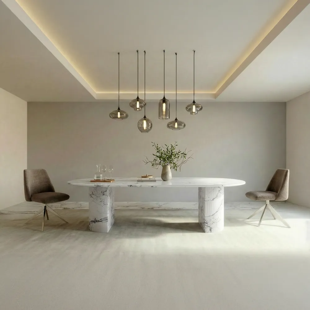 Tables Salle à Manger - Refleko - Tables à manger - Marbre Statuario Michelangelo Carrara - 240X110X75 cm - STONE VALLEY