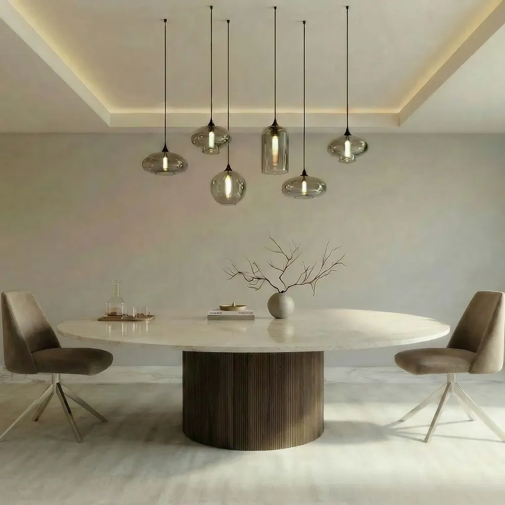 Dining Tables - Ocel - Dining Tables - Crema Marble - 120X120X75 cm - STONE VALLEY