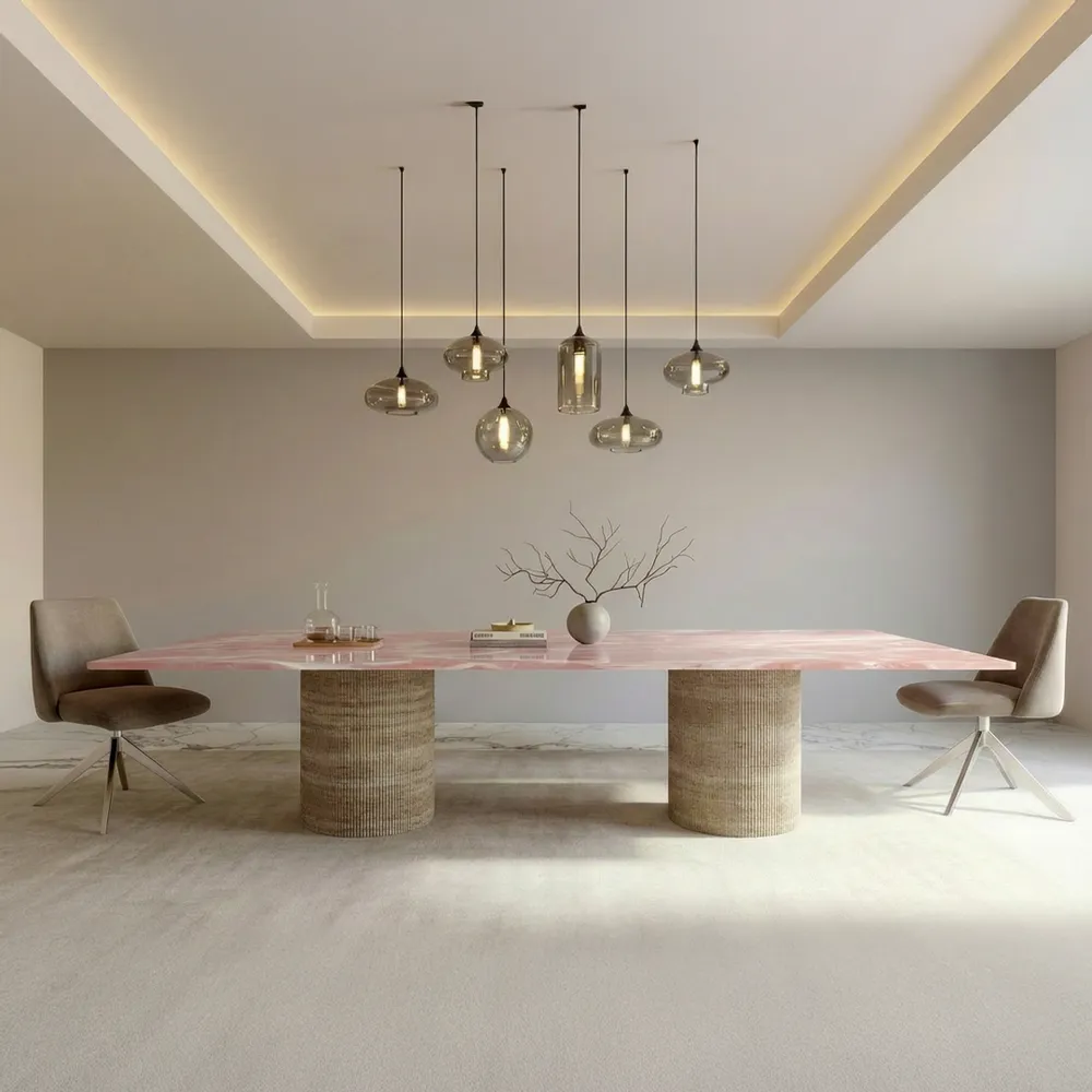 Tables Salle à Manger - Jaspura - Tables à manger - Onyx Rose - 200X100X75 cm - STONE VALLEY