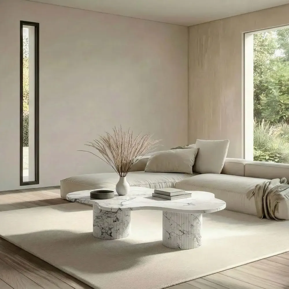 Tables de jardin - Nunoca - Tables basses - Marbre Statuario Michelangelo Carrara - 110X70X40 cm - STONE VALLEY