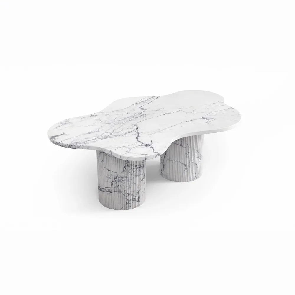 Tables de jardin - Nunoca - Tables basses - Marbre Statuario Michelangelo Carrara - 110X70X40 cm - STONE VALLEY