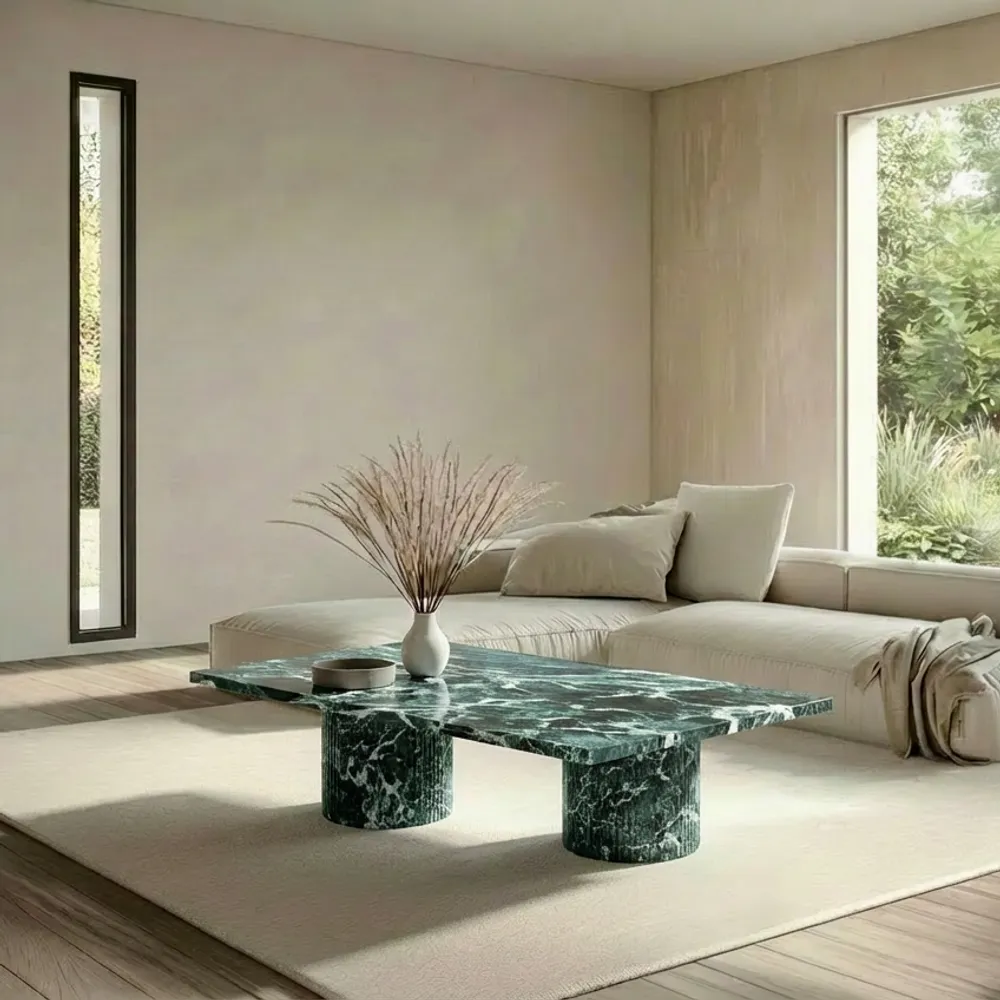 Tables basses - Jaspura - Tables basses - Marbre Verde Alpi - 120X60X40 cm - STONE VALLEY