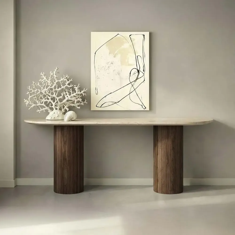 Consoles - Ombrure - Table console - Marbre Crema - 180X40X85 cm - STONE VALLEY