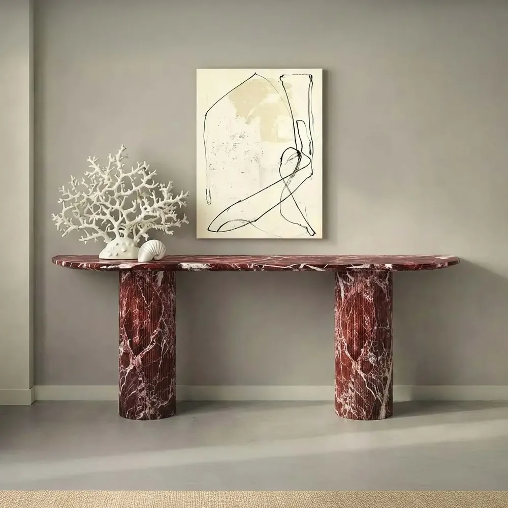 Consoles - Ombrure - Table console - Marbre Rosso Levano - 160X40X85 cm - STONE VALLEY