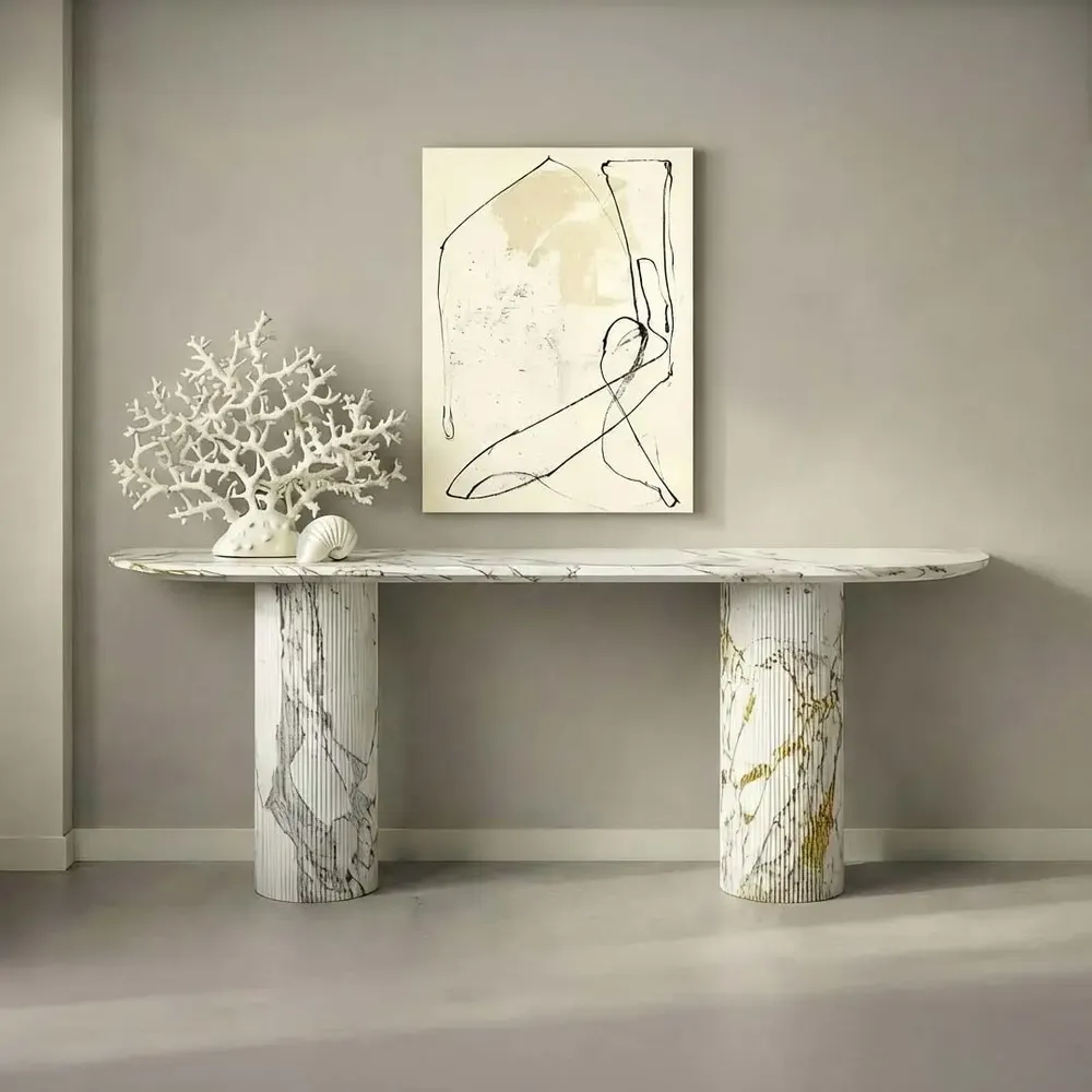 Console table - Ombrure - Console Table - Calacatta Oro Marble - 180X40X85 cm - STONE VALLEY