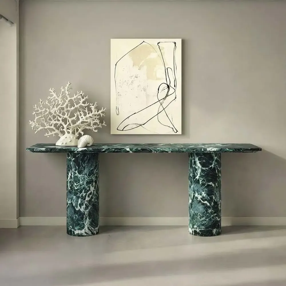 Consoles - Ombrure - Table console - Marbre Verde Alpi - 180X40X85 cm - STONE VALLEY