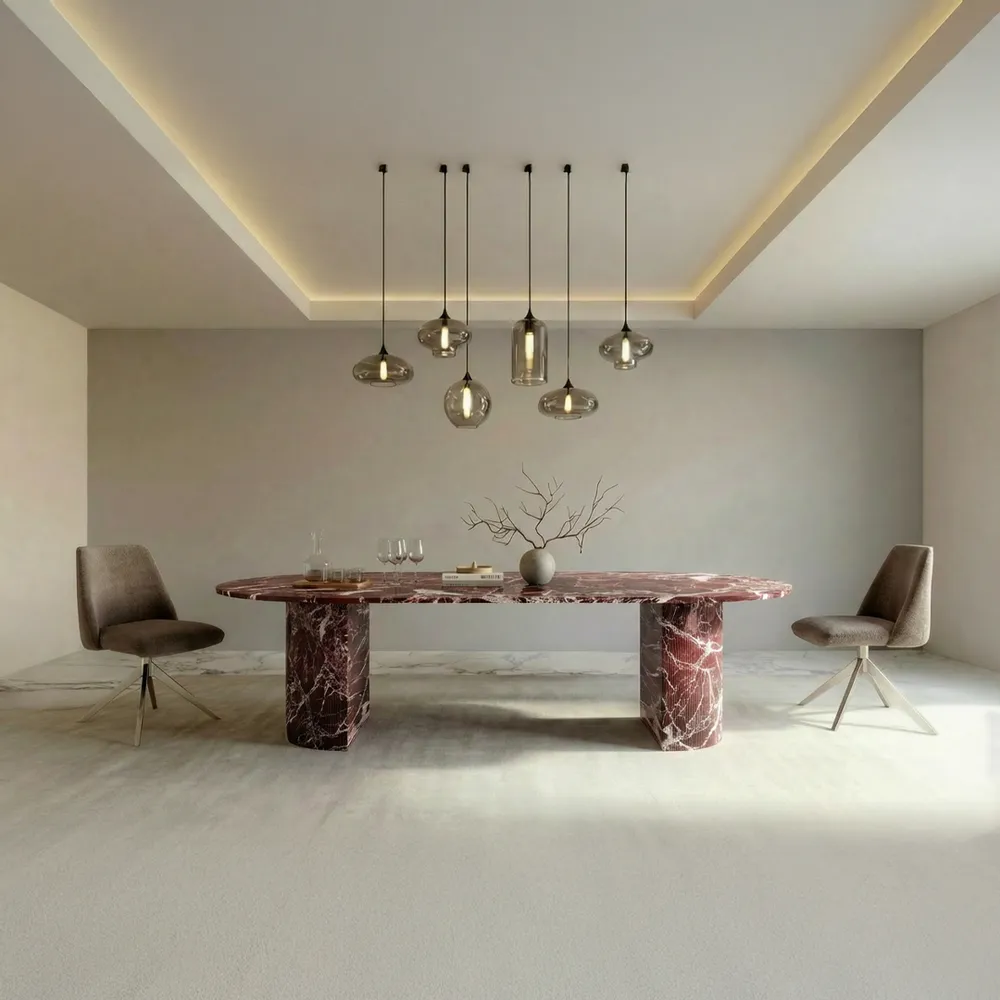 Tables Salle à Manger - Refleko - Tables à manger - Marbre Rosso Levano - 240X110X75 cm - STONE VALLEY