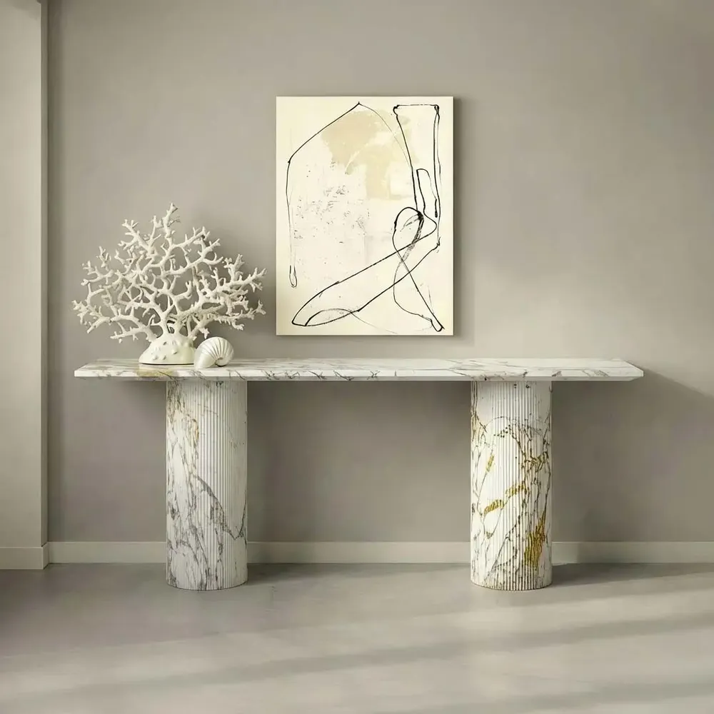Console table - Ombrure - Console Table - Calacatta Oro Marble - 180X40X85 cm - STONE VALLEY