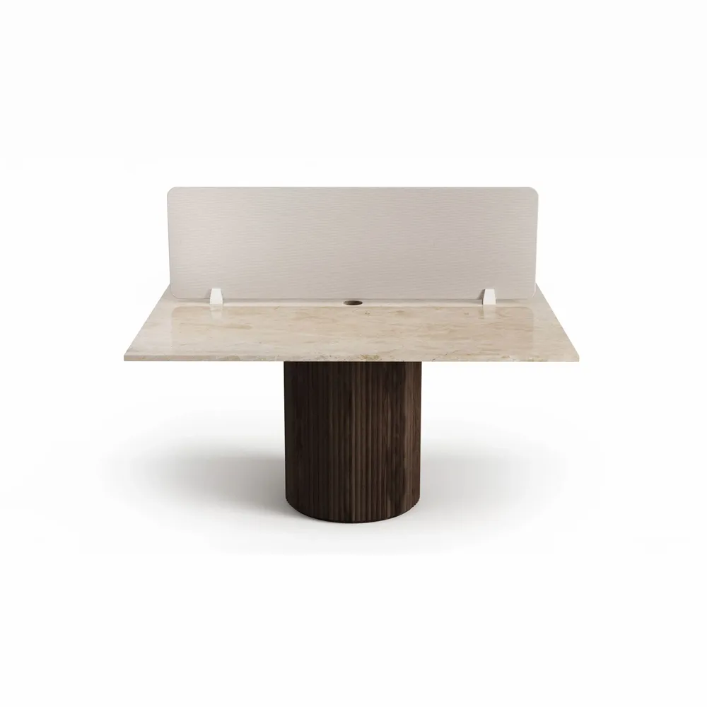 Mobilier et rangements pour bureau - Escalerion - bureaux - Marbre Crema - 140X140X75 cm - STONE VALLEY