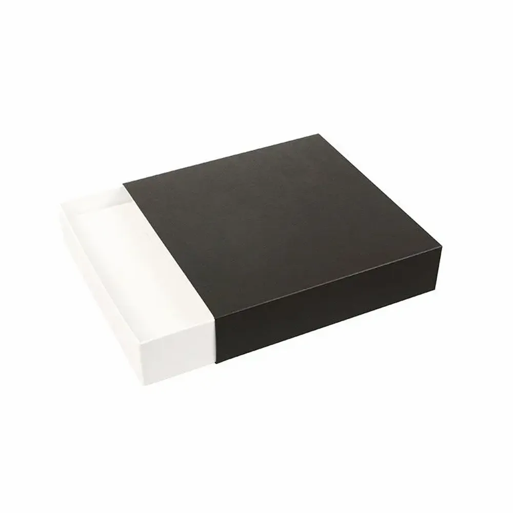 Gifts - Necklace box with drawer, matte black and glossy white cardboard - LAVAL 1878