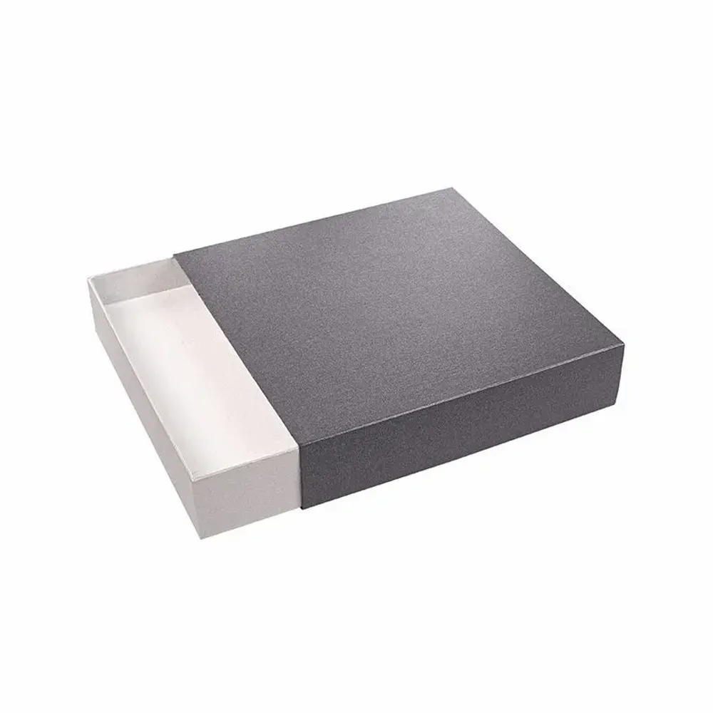 Gifts - Iridescent cardboard necklace box with drawer, anthracite grey and light grey - LAVAL 1878
