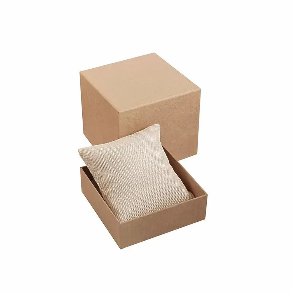 Cadeaux - Écrin bracelet carton kraft naturel, coussin tissu lin beige clair - LAVAL 1878