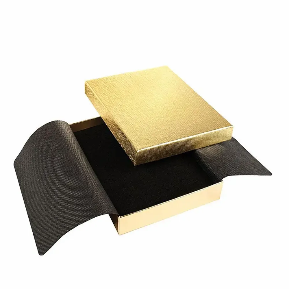 Gifts - Glossy cardboard necklace box with a textured and smooth gold mirror finish, 16cm long - LAVAL 1878
