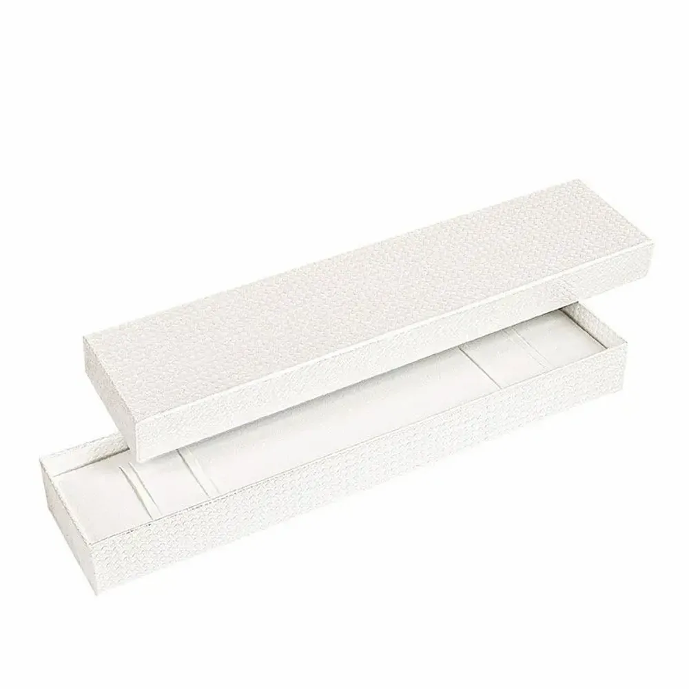 Gifts - Cardboard bracelet/watch case with embossed, fluted texture, pearly white - LAVAL 1878