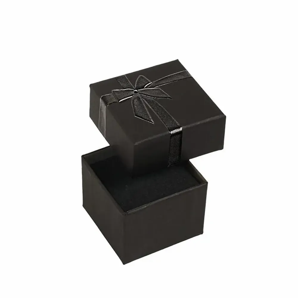 Gifts - Matte black cardboard ring box, black printed hot foil stamped bow - LAVAL 1878