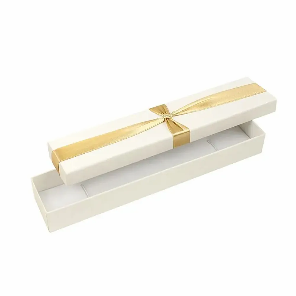 Cadeaux - Écrin bracelet/montre carton blanc cassé, noeud ruban aspect satin - LAVAL 1878