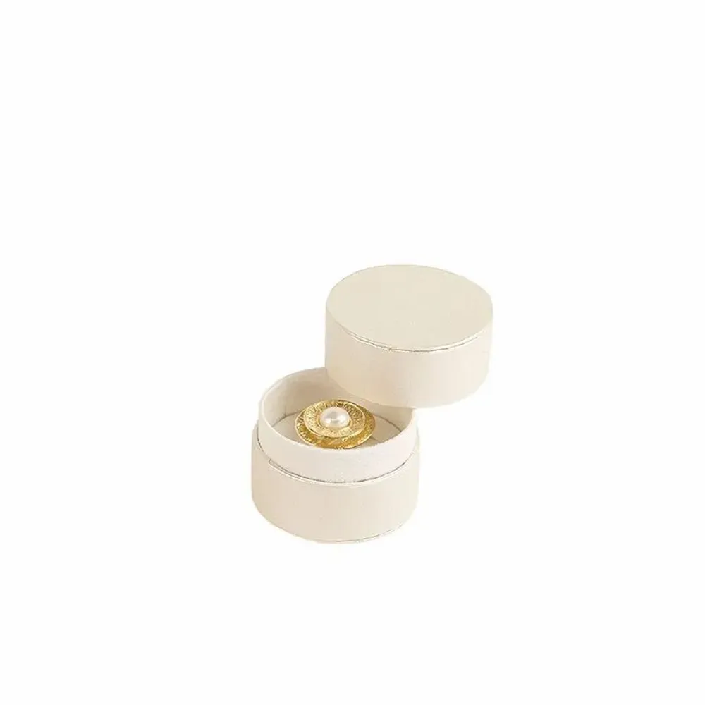 Gifts - Round ring box, matte white iridescent cardboard - LAVAL 1878