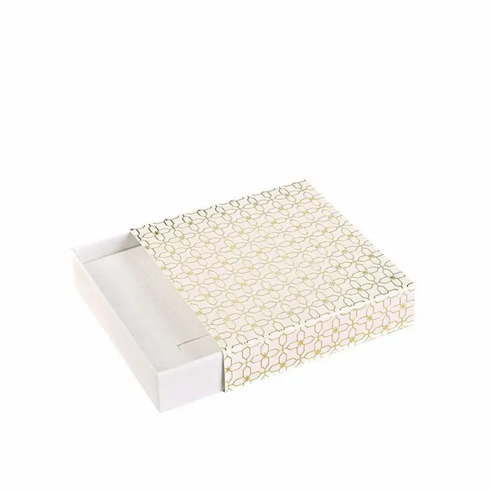 Cadeaux - Écrin blanc mat, tiroir - fleurs dorées dorure à chaud dorée - LAVAL 1878