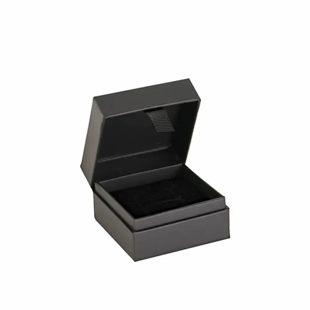 Cadeaux - Écrin bague/boucles d'oreilles carton aspect gommé à charnière noir - LAVAL 1878