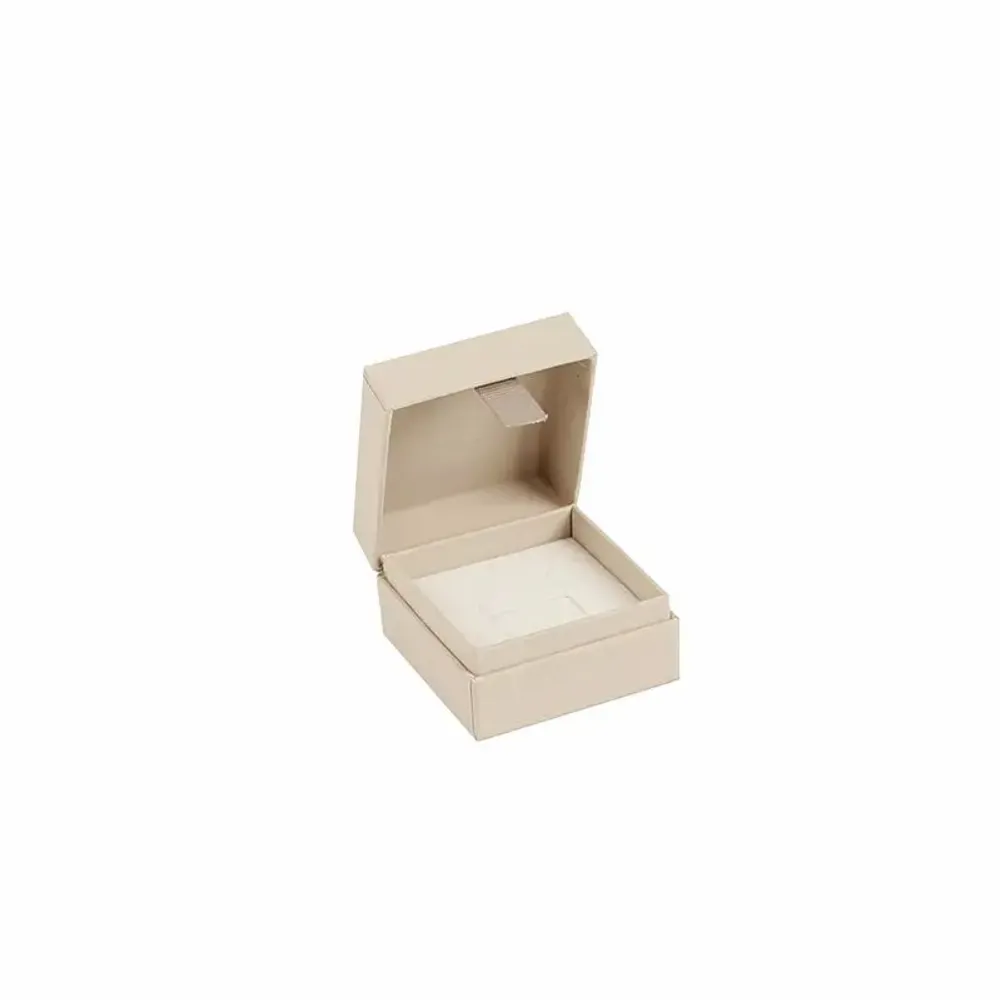 Gifts - Ring/Earring Box, cardboard with a rubberized finish and hinge, cream-colored - LAVAL 1878