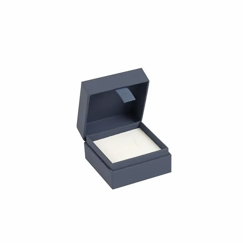 Cadeaux - Écrin bague/boucles d'oreilles carton aspect gommé à charnière bleu - LAVAL 1878