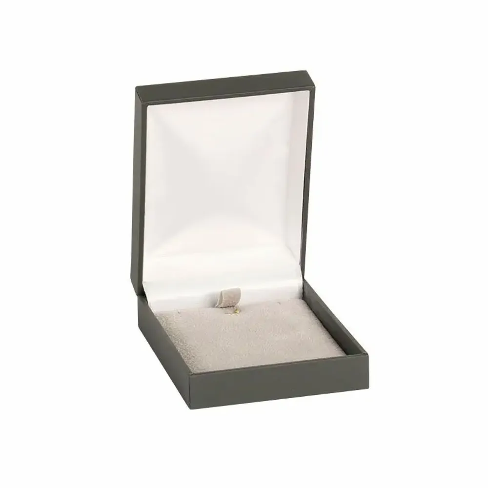 Cadeaux - Écrin boucles d'oreilles/pendentif gainé mat lisse gris foncé - LAVAL 1878