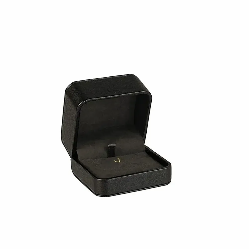 Gifts - Black smooth cowhide leather-look synthetic-covered earring/pendant - LAVAL 1878