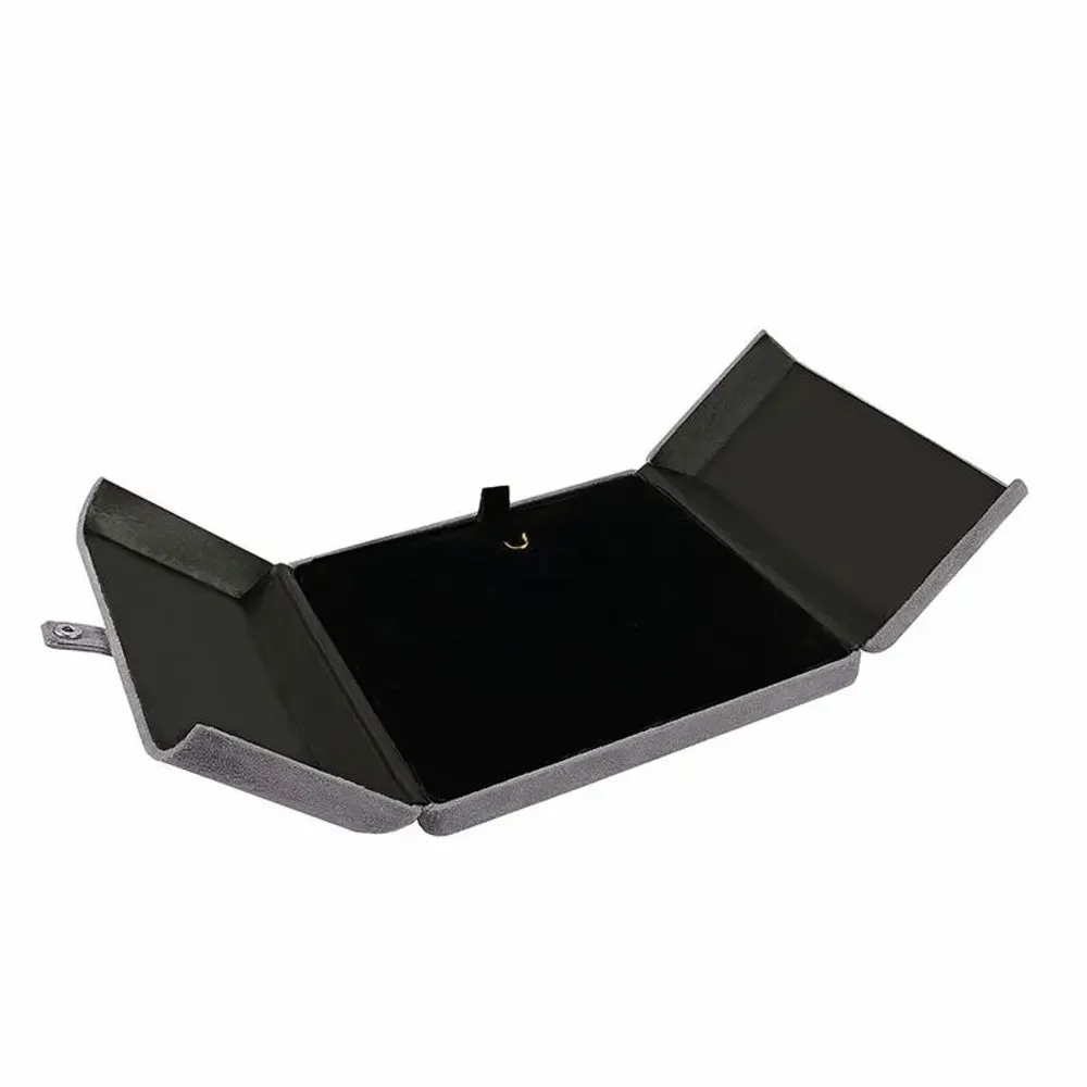 Cadeaux - Écrin chaîne/pendentif gainé synthétique aspect daim, gris - LAVAL 1878