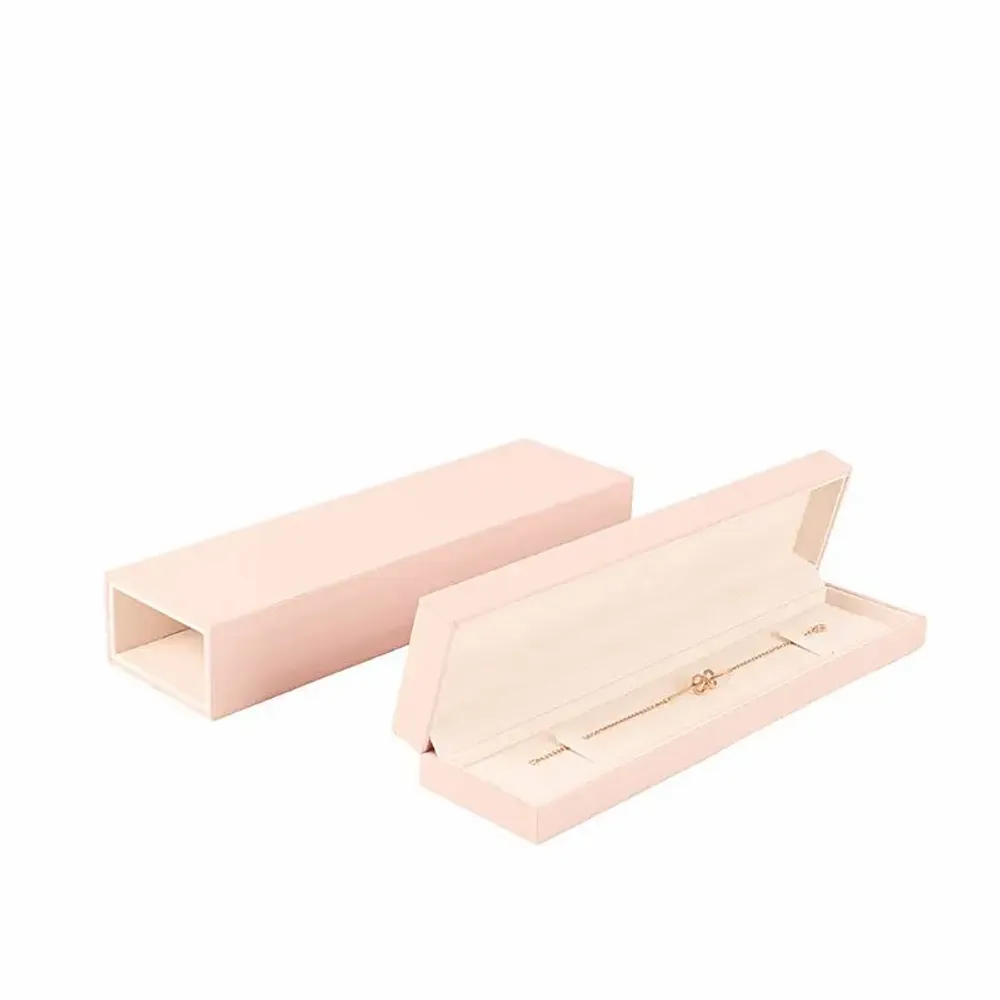 Gifts - Pale pink, smooth, rubberized synthetic bracelet case, matching pouch - LAVAL 1878