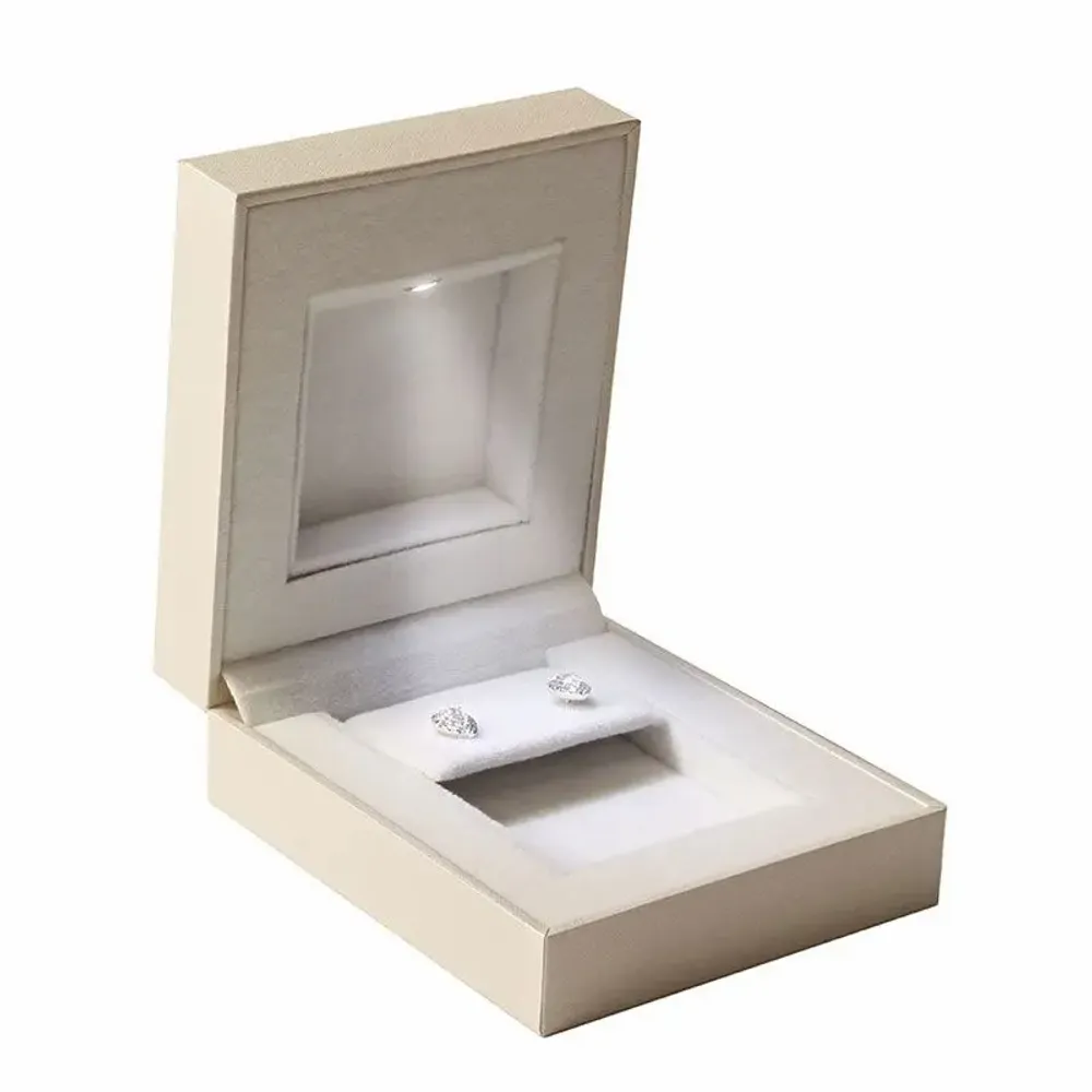 Cadeaux - Écrin boucles d'oreilles LED, gainé de crème mat, irisé texturé - LAVAL 1878