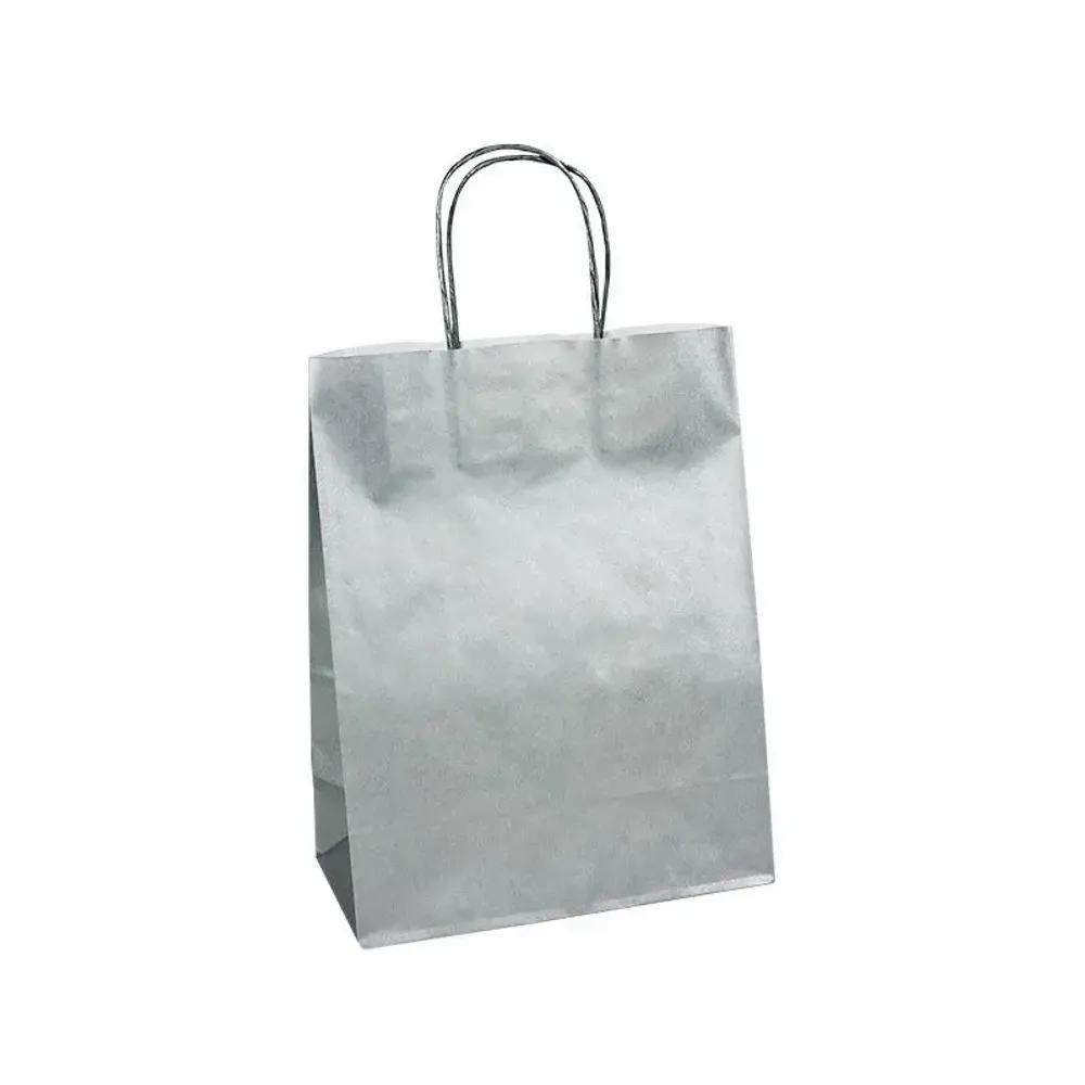 Gifts - Silver kraft paper bags, 23 x 12 x H 30cm, 90g (x50) - LAVAL 1878