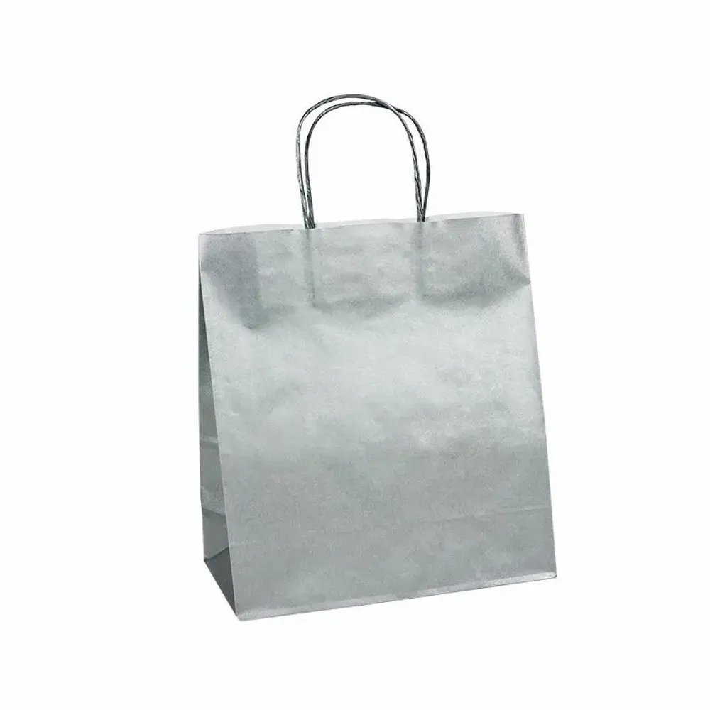 Gifts - Silver kraft paper bags, 34 x 14 x H 39.5cm, 100g (x50) - LAVAL 1878