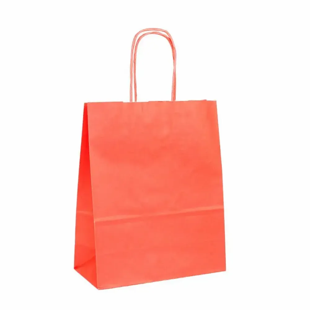 Gifts - Coral kraft paper bags 23 x 12 x H 30cm, 90g (x50) - LAVAL 1878